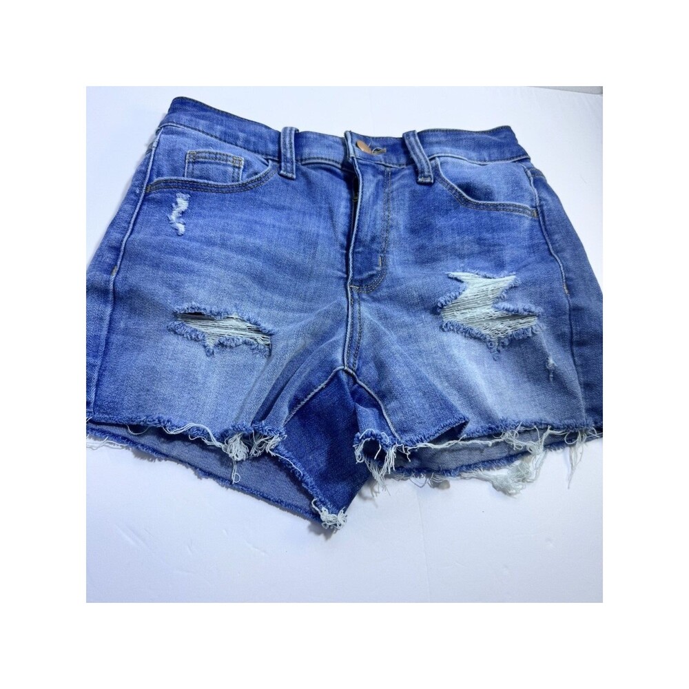 Universal Thread High Rise Distressed Denim Shorts Womens 2 Blue Raw Hem Summer